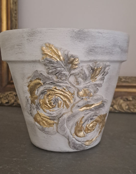 Duo de pots en terre cuite Relookés - Style shabby chic