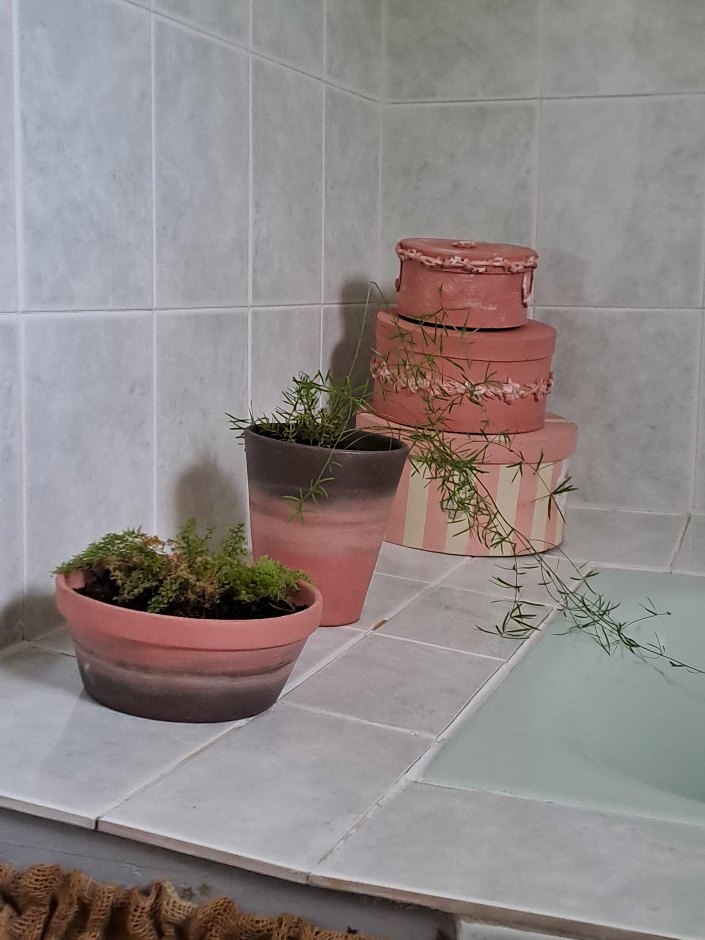 Boîtes gigognes décoratives rose poudré - Création artisanale