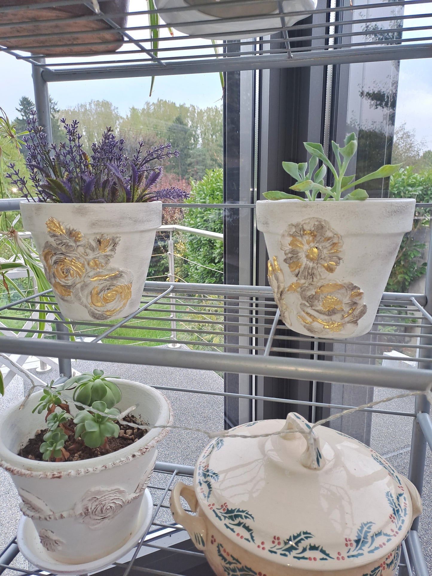 Duo de pots en terre cuite Relookés - Style shabby chic