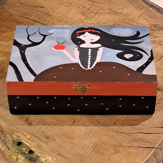 La Boîte Blanche-Neige — Coffret décoratif peint à la main, pièce unique