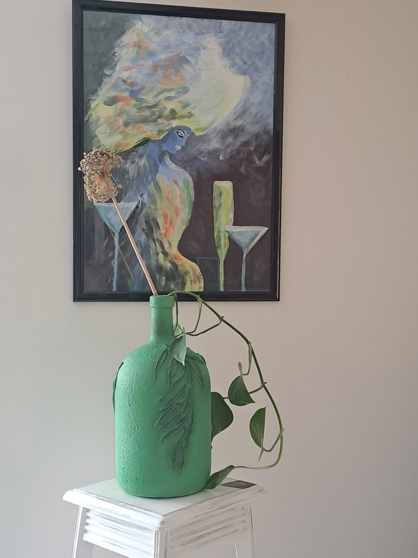 Bouteille en verre 6 L relookée - Pièce unique Artisanale