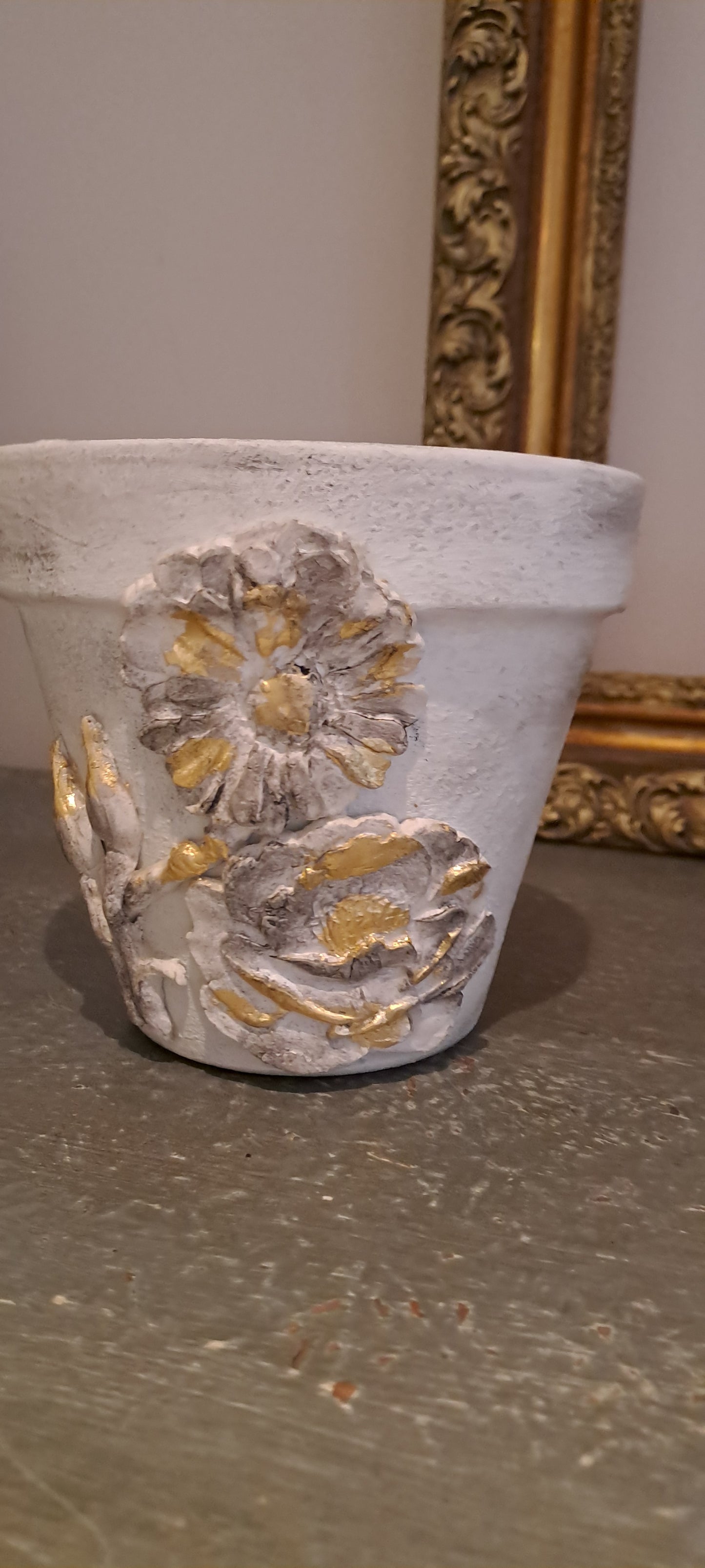 Duo de pots en terre cuite Relookés - Style shabby chic
