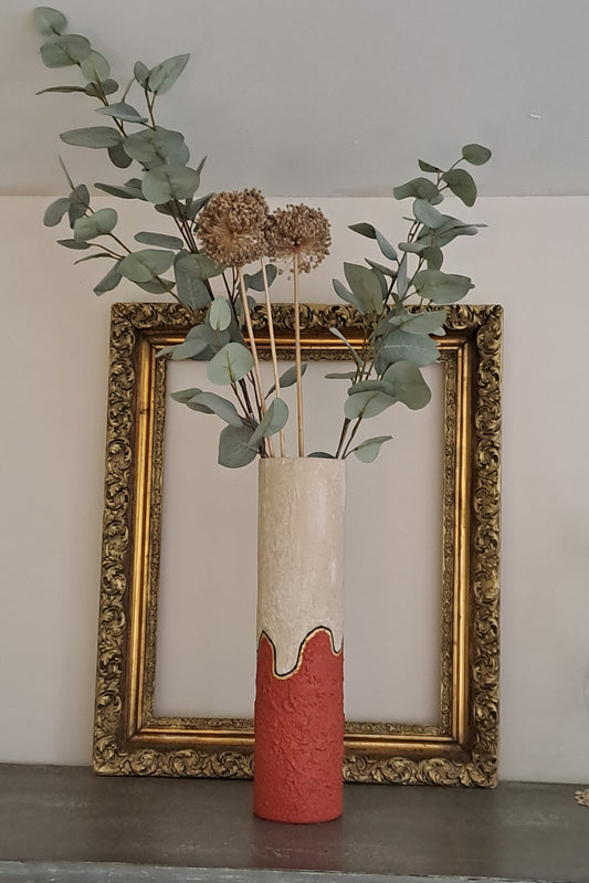 Vase décoratif en verre transparent avec finition dorée artisanale