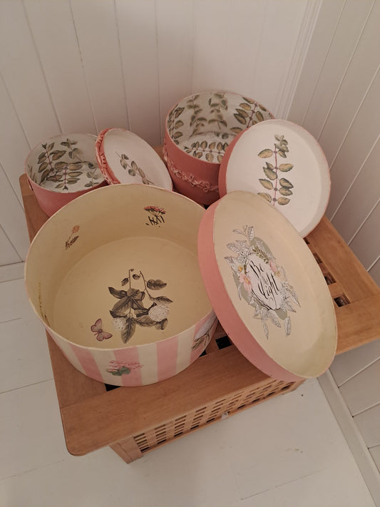 Boîtes gigognes décoratives rose poudré - Création artisanale