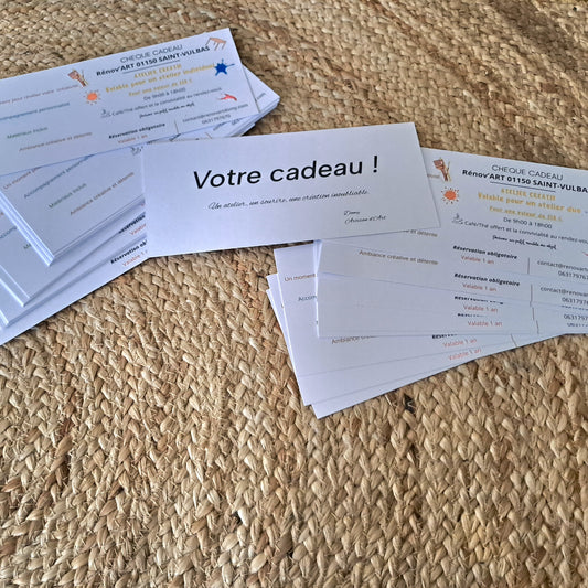 Chèque Cadeaux – Ateliers Créatifs Individuels ou Duo (Valable 1 an)