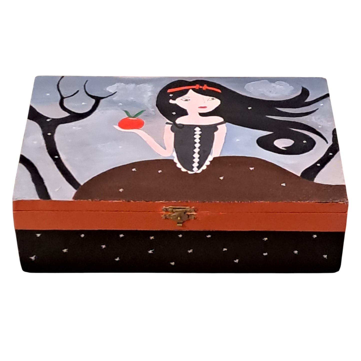 La Boîte Blanche-Neige — Coffret décoratif peint à la main, pièce unique