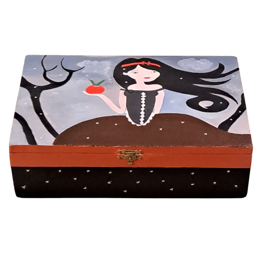 La Boîte Blanche-Neige — Coffret décoratif peint à la main, pièce unique